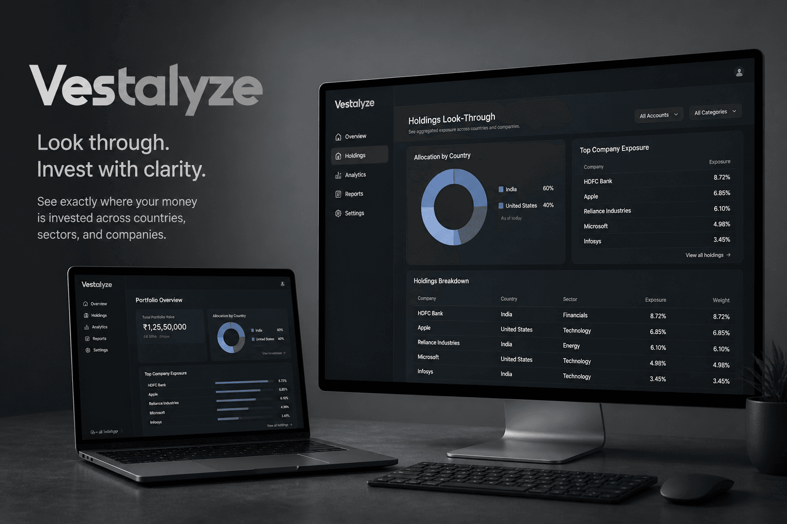 Vestalyze look-through portfolio across India and the United States